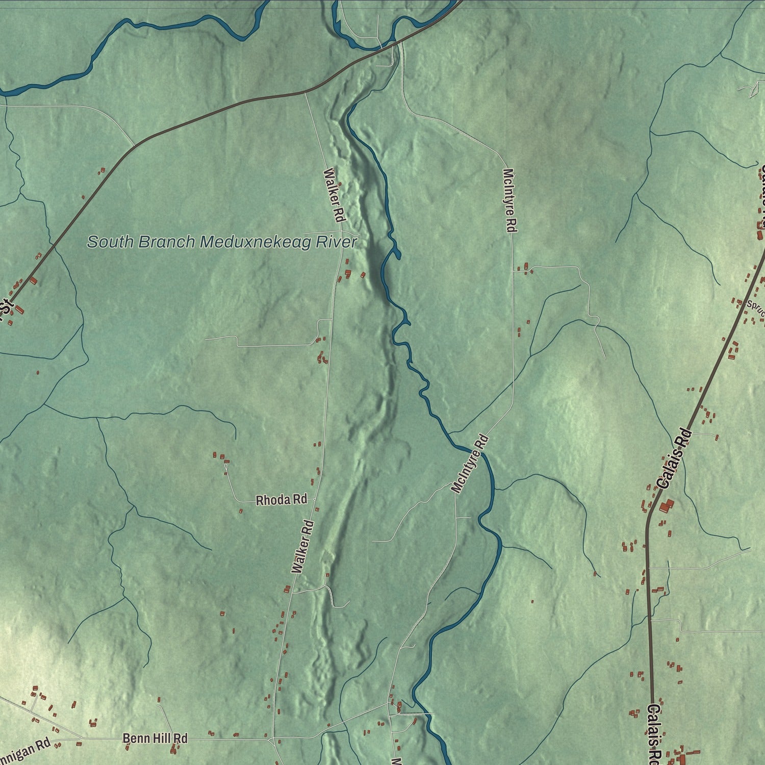 Terrain and local geography detail from the Hodgdon, Maine map