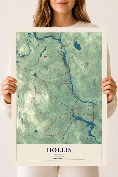 Hollis, Maine map print - 18 x 24 archival matte print