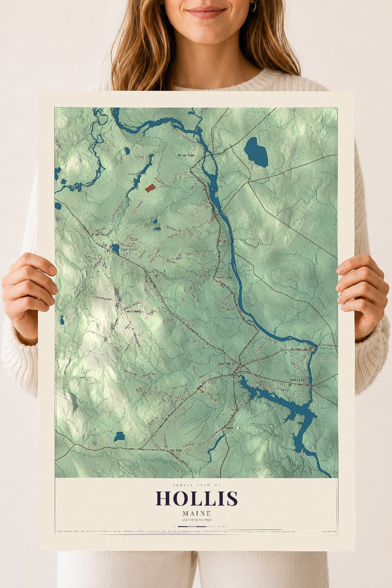 Hollis, Maine map print - 18 x 24 archival matte print