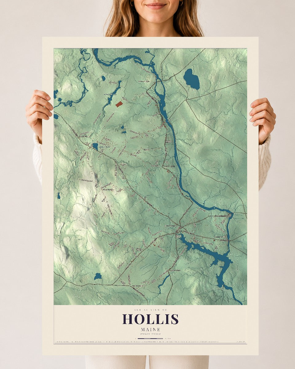 Hollis, Maine map print - 24 x 36 archival matte print