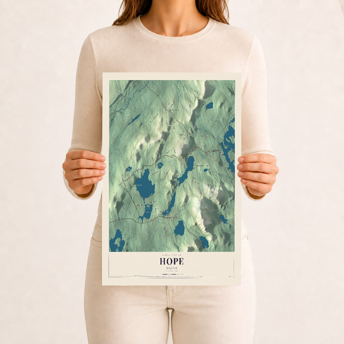 Hope, Maine map print - 12 x 18 archival matte print