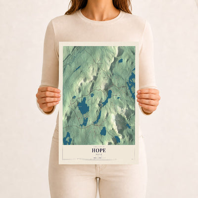 Hope, Maine map print - 12 x 18 archival matte print