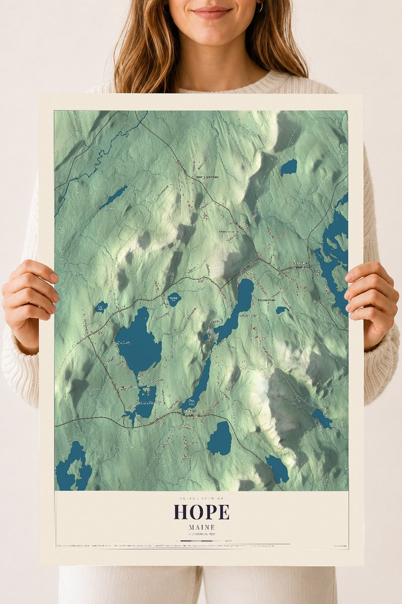 Hope, Maine map print - 18 x 24 archival matte print
