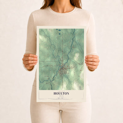 Houlton, Maine map print - 12 x 18 archival matte print