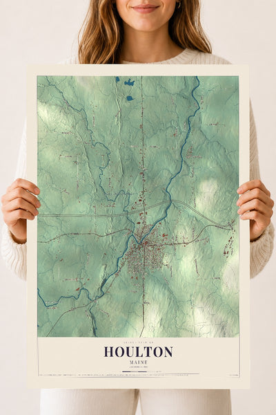 Houlton, Maine map print - 18 x 24 archival matte print