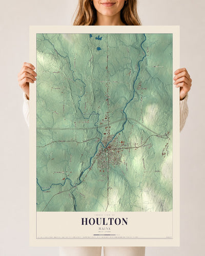 Houlton, Maine map print - 24 x 36 archival matte print
