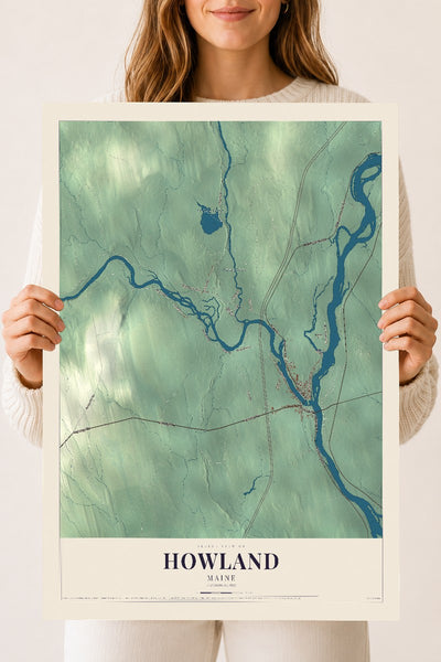 Howland, Maine map print - 18 x 24 archival matte print