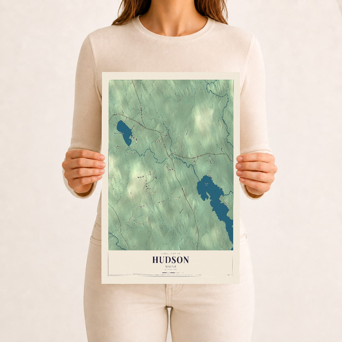 Hudson, Maine map print - 12 x 18 archival matte print