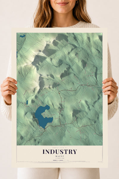 Industry, Maine map print - 18 x 24 archival matte print
