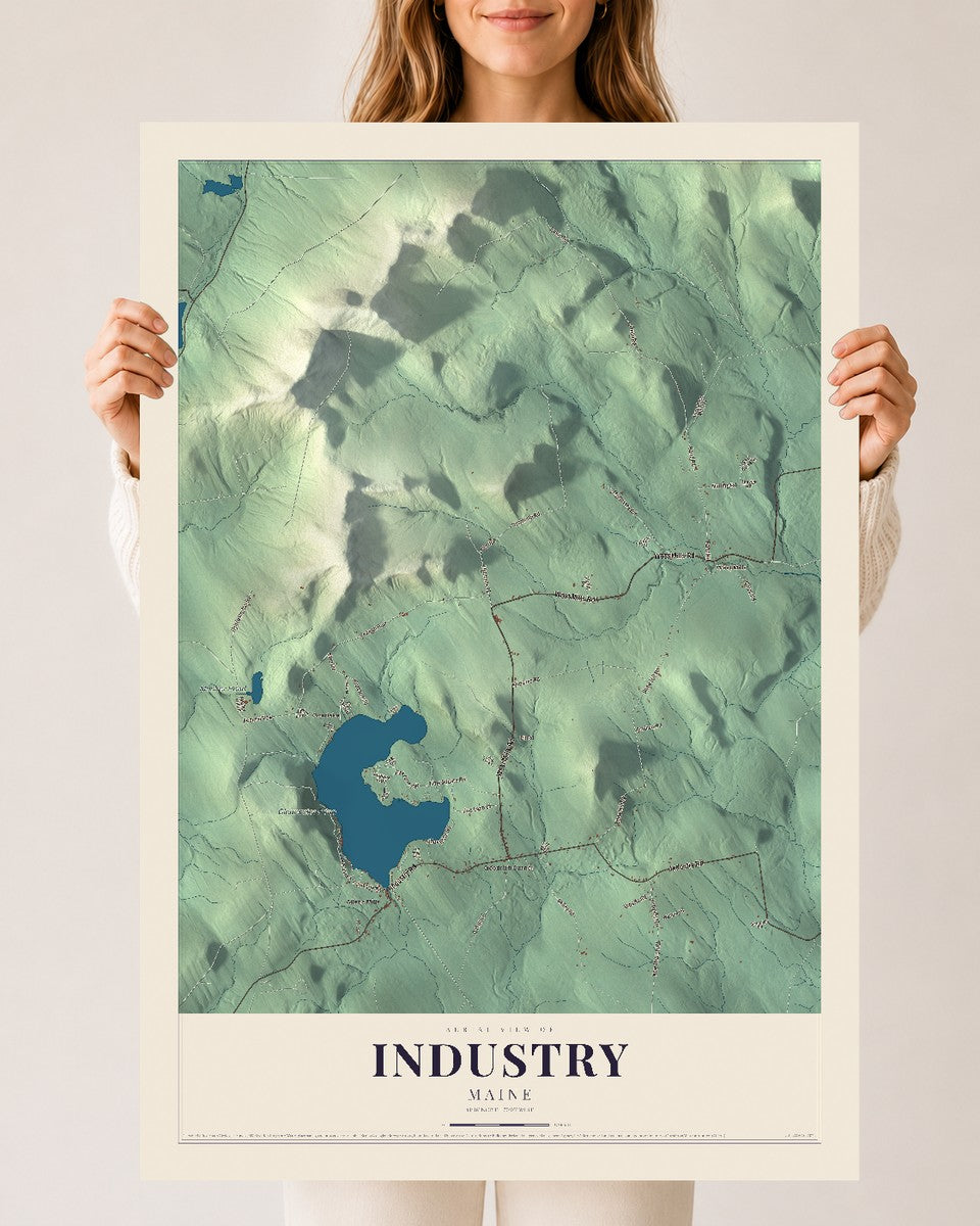 Industry, Maine map print - 24 x 36 archival matte print