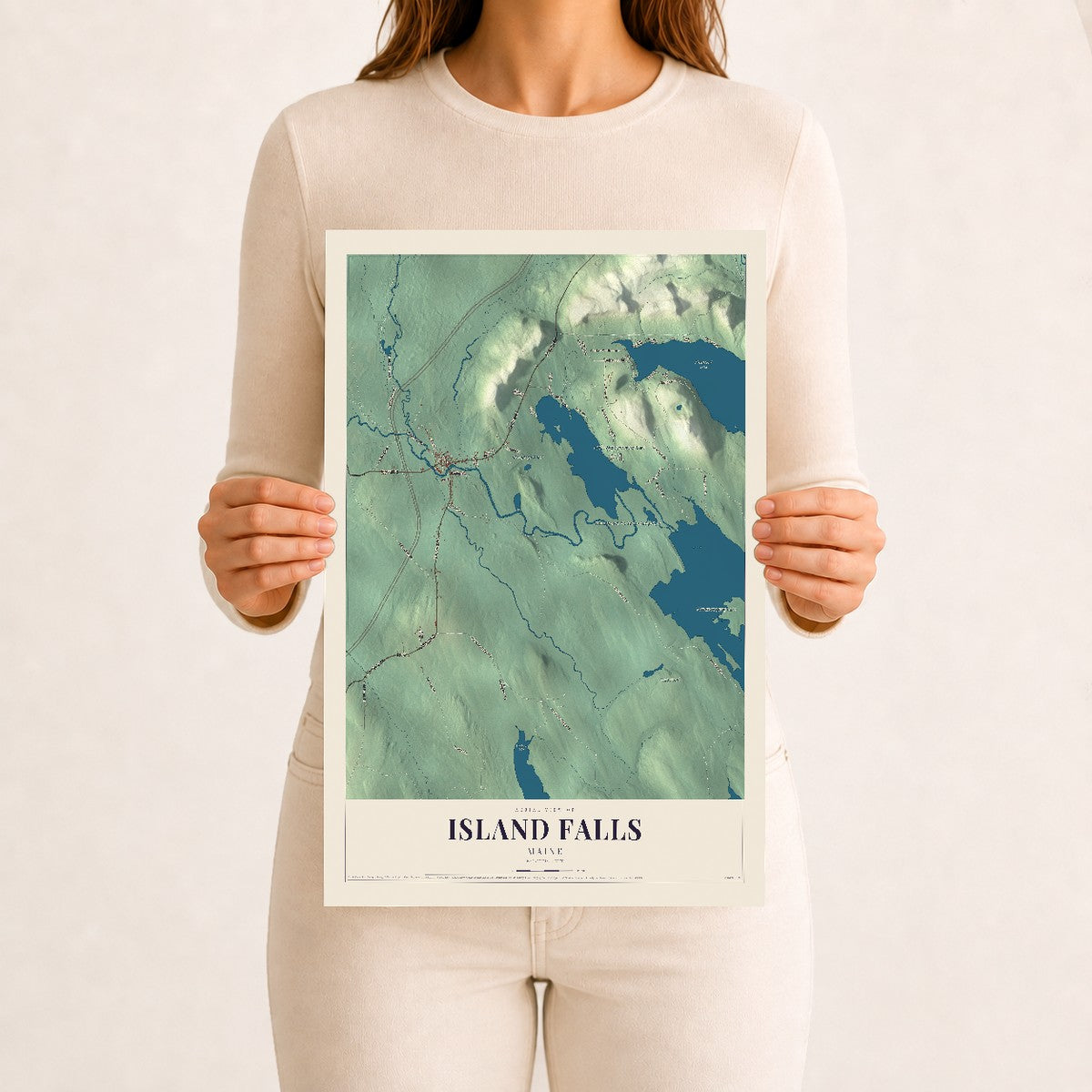 Island Falls, Maine map print - 12 x 18 archival matte print