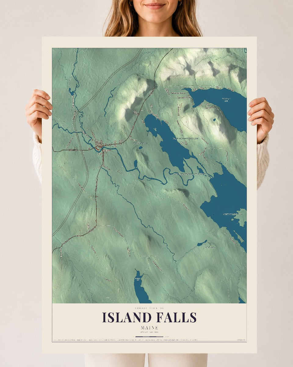 Island Falls, Maine map print - 24 x 36 archival matte print