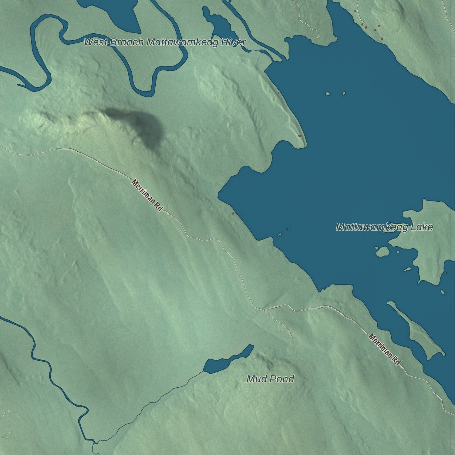 Terrain and local geography detail from the Island Falls, Maine map
