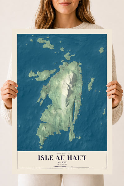 Isle au Haut, Maine map print - 18 x 24 archival matte print
