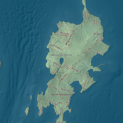 Terrain and local geography detail from the Islesboro, Maine map