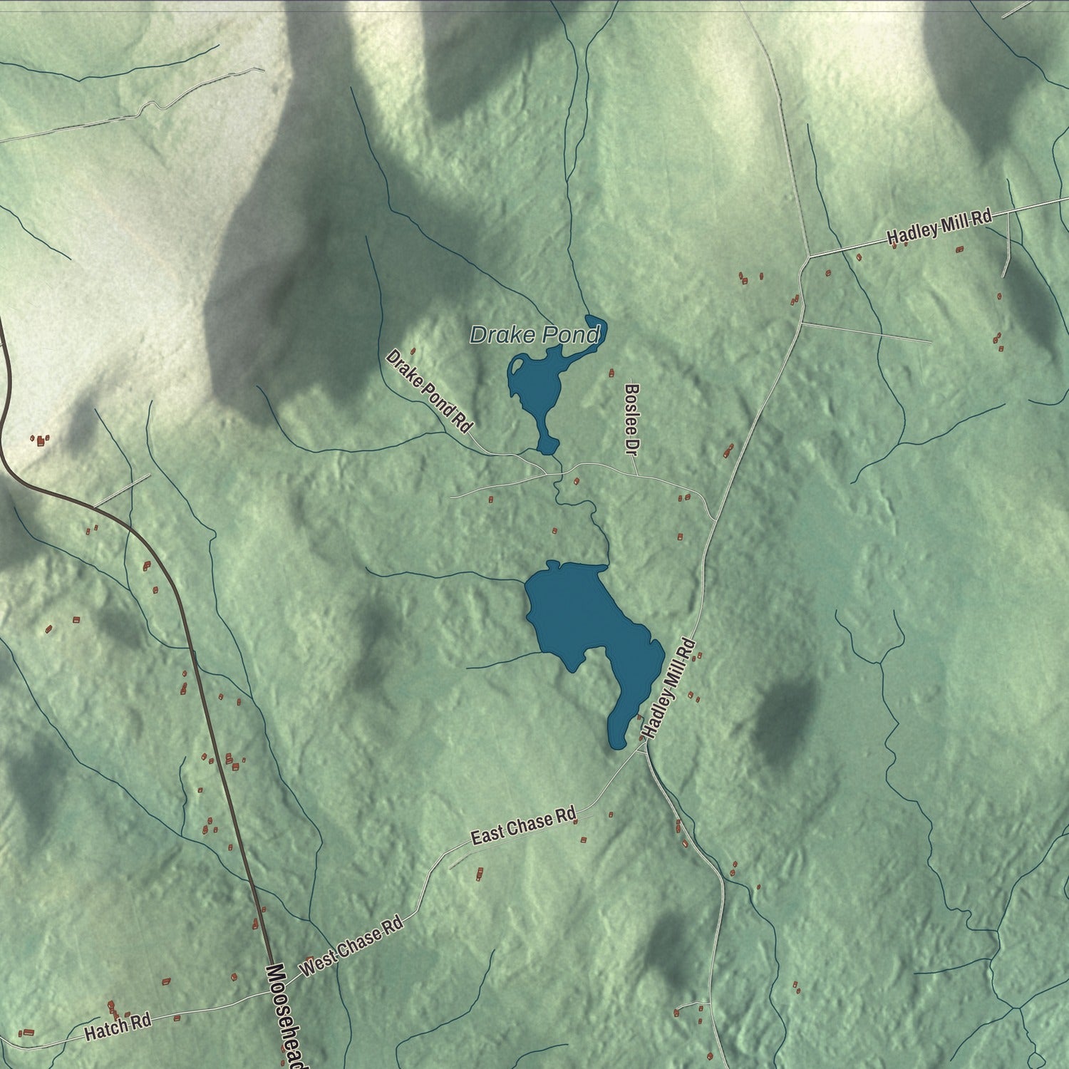 Terrain and local geography detail from the Jackson, Maine map