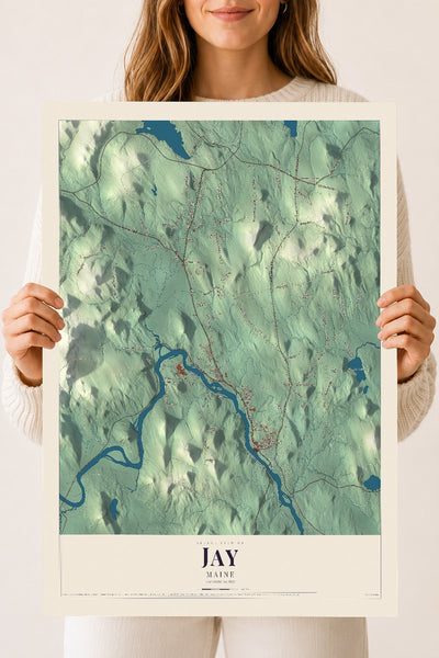 Jay, Maine map print - 18 x 24 archival matte print