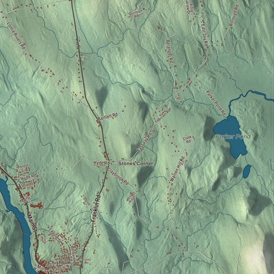 Terrain and local geography detail from the Jay, Maine map