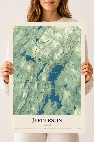 Jefferson, Maine map print - 18 x 24 archival matte print