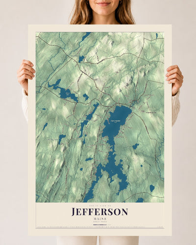 Jefferson, Maine map print - 24 x 36 archival matte print
