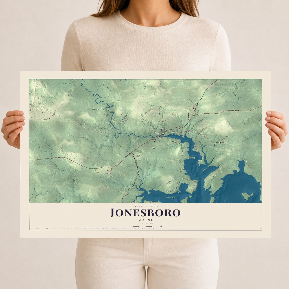 Jonesboro, Maine map print - 12 x 18 archival matte print
