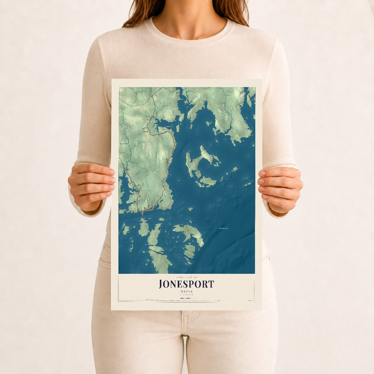 Jonesport, Maine map print - 12 x 18 archival matte print