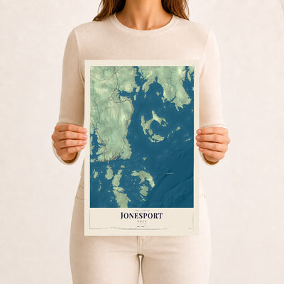 Jonesport, Maine map print - 12 x 18 archival matte print