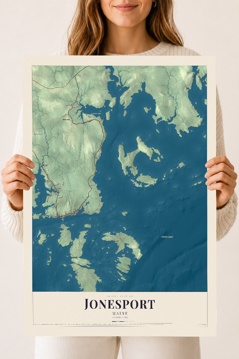 Jonesport, Maine map print - 18 x 24 archival matte print