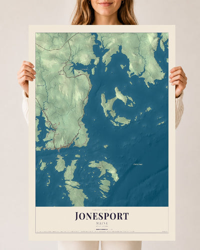 Jonesport, Maine map print - 24 x 36 archival matte print