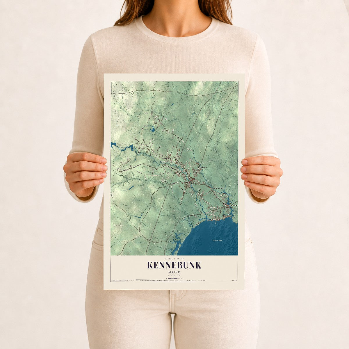 Kennebunk, Maine map print - 12 x 18 archival matte print