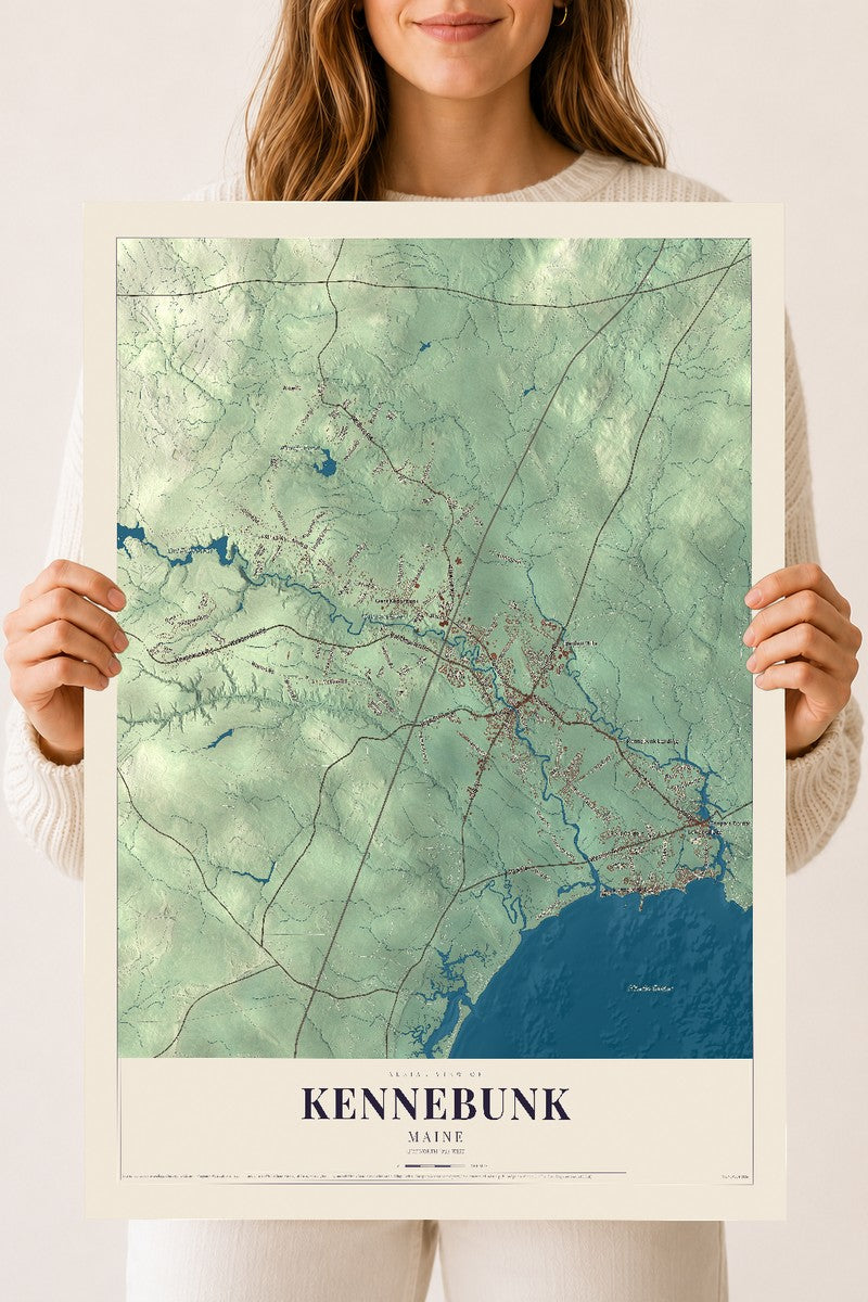 Kennebunk, Maine map print - 18 x 24 archival matte print