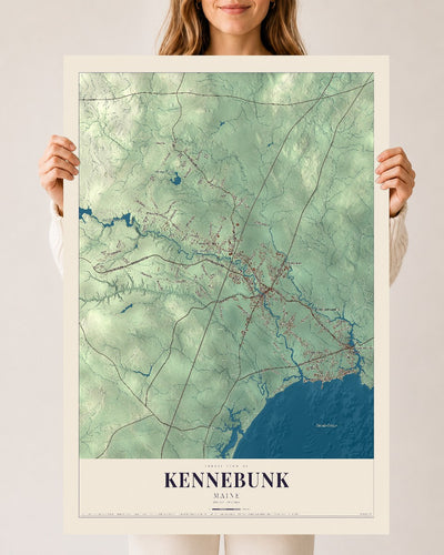 Kennebunk, Maine map print - 24 x 36 archival matte print