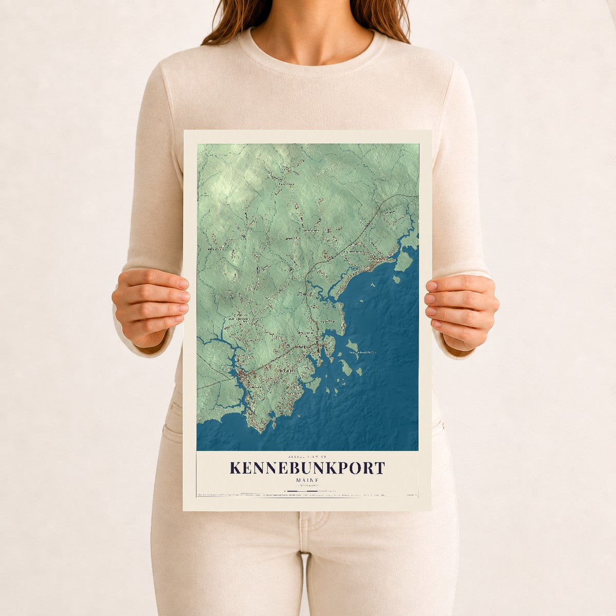 Kennebunkport, Maine map print - 12 x 18 archival matte print