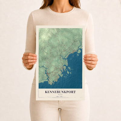 Kennebunkport, Maine map print - 12 x 18 archival matte print