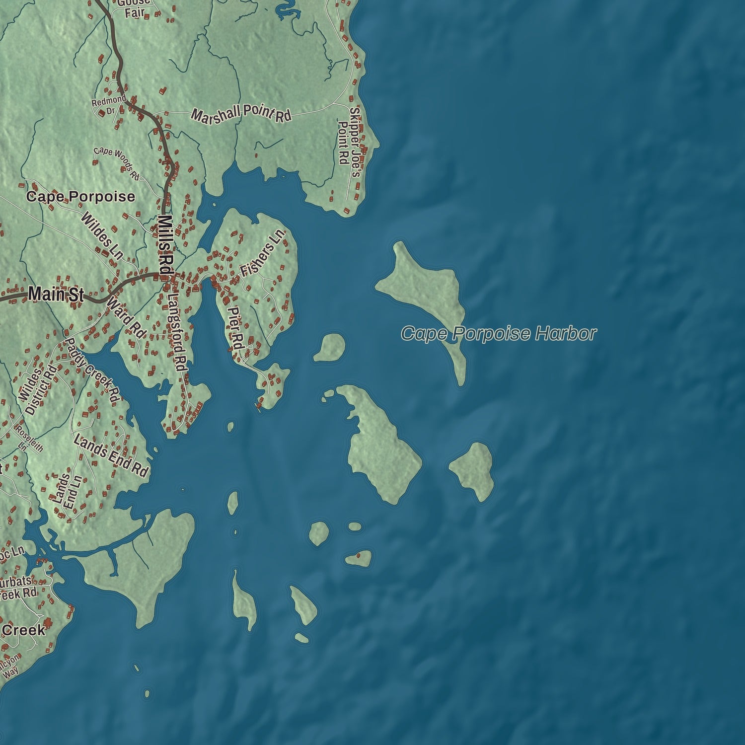 Terrain and local geography detail from the Kennebunkport, Maine map