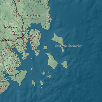 Terrain and local geography detail from the Kennebunkport, Maine map