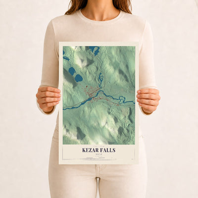 Kezar Falls, Maine map print - 12 x 18 archival matte print