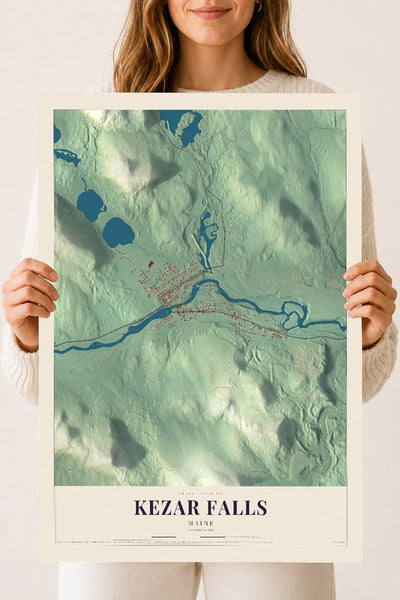 Kezar Falls, Maine map print - 18 x 24 archival matte print