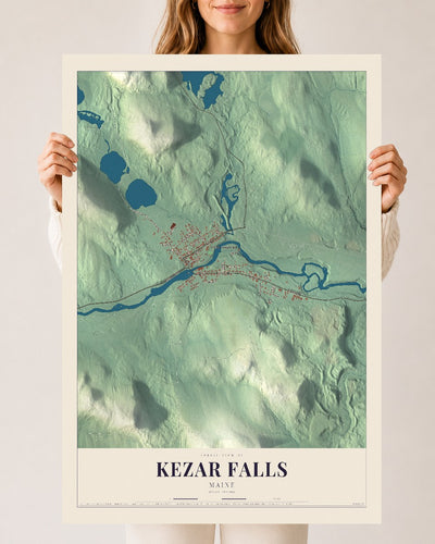 Kezar Falls, Maine map print - 24 x 36 archival matte print