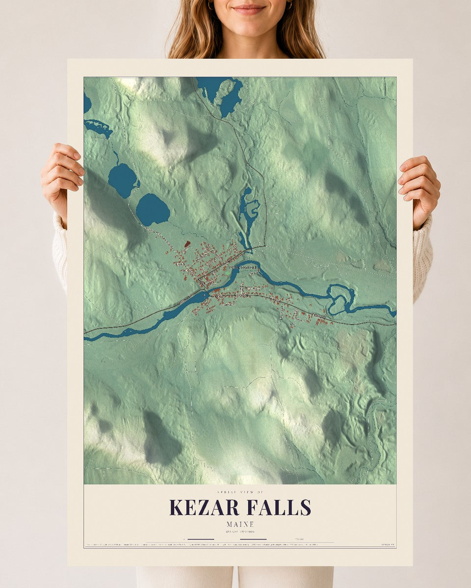 Kezar Falls, Maine map print - 24 x 36 archival matte print