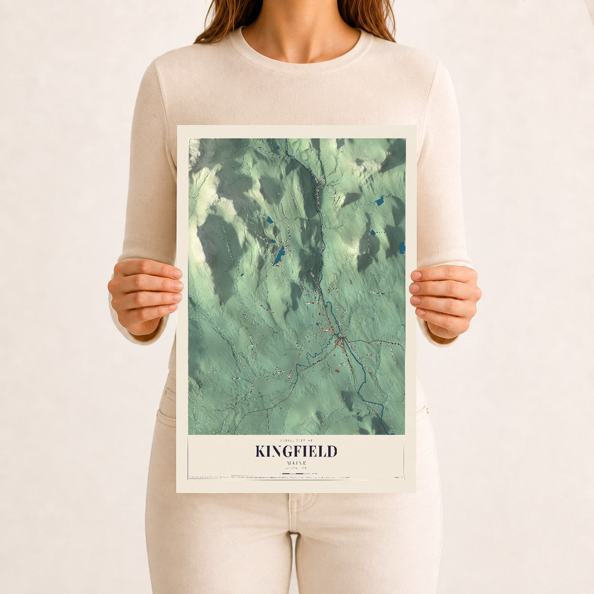 Kingfield, Maine map print - 12 x 18 archival matte print