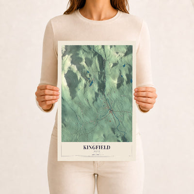 Kingfield, Maine map print - 12 x 18 archival matte print