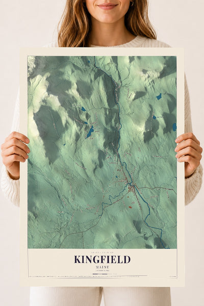 Kingfield, Maine map print - 18 x 24 archival matte print