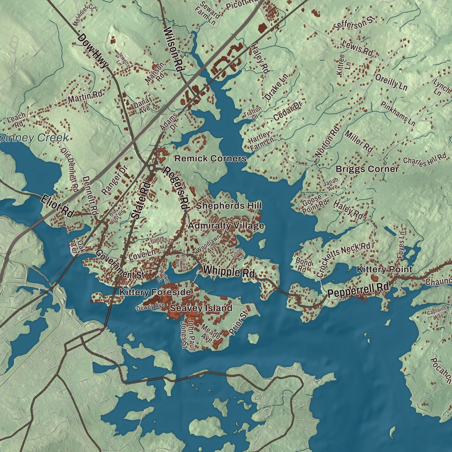 Street and neighborhood detail from the Kittery, Maine map