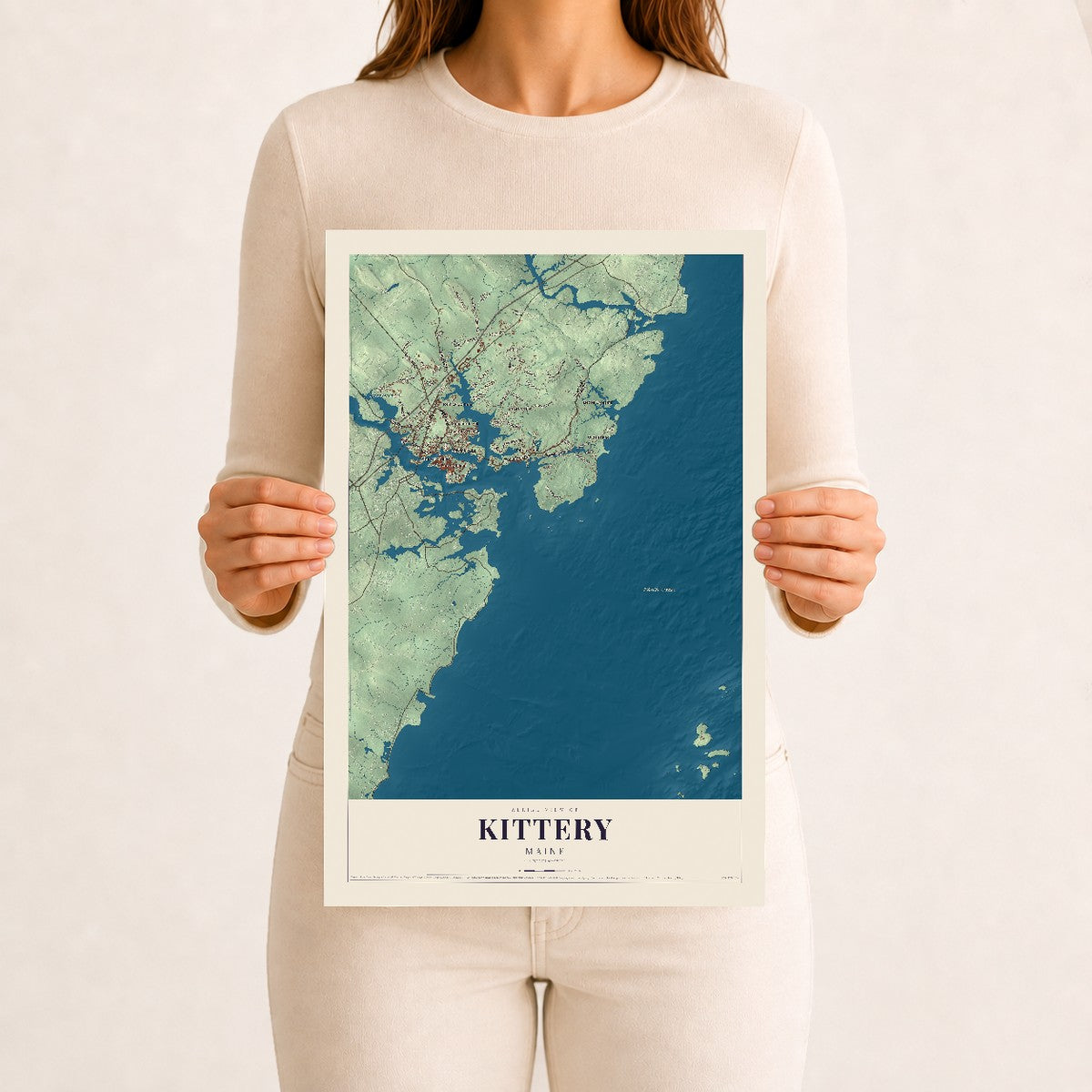 Kittery, Maine map print - 12 x 18 archival matte print