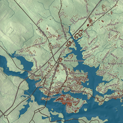 Terrain and local geography detail from the Kittery, Maine map