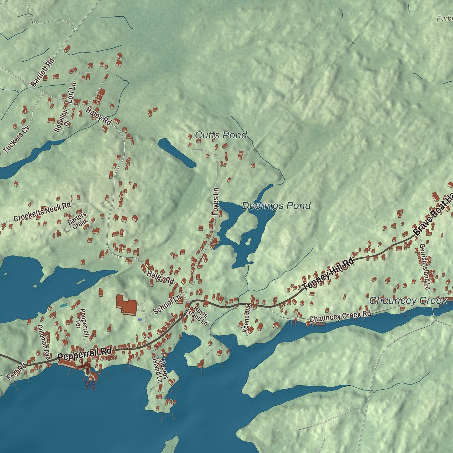 Terrain and local geography detail from the Kittery Point, Maine map