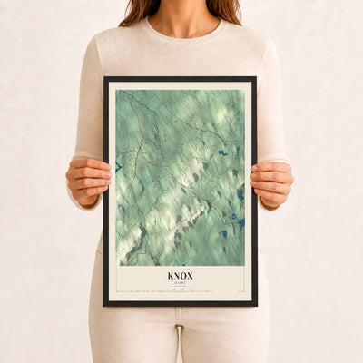 Knox, Maine map print - 12 x 18 black Ayous wood frame