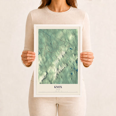 Knox, Maine map print - 12 x 18 white Ayous wood frame