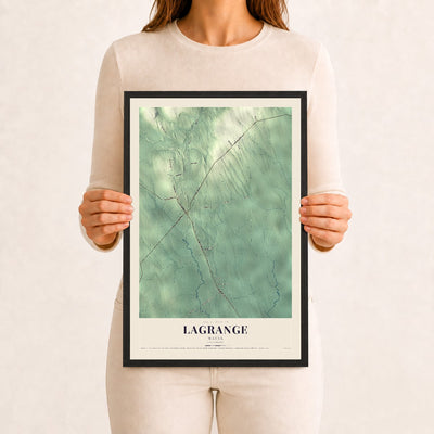 Lagrange, Maine map print - 12 x 18 black Ayous wood frame